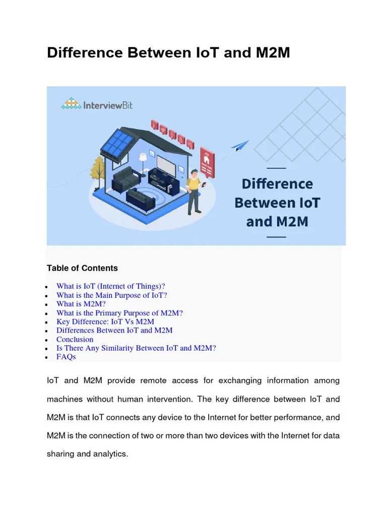Difference Between IoT And M2M | PDF | Internet Of Things | Internet