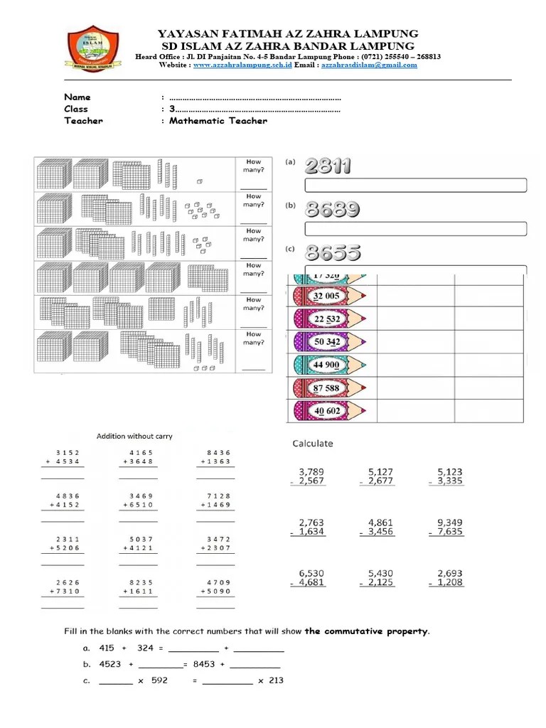 Latihan PTS Math Grade 3 | PDF | Mathematics
