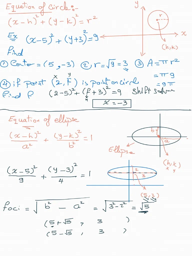 Equation Circle Ellipse | PDF