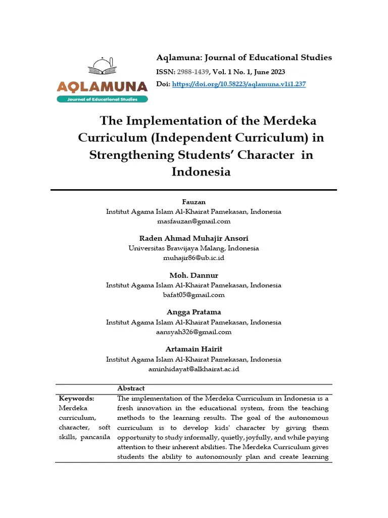 The Implementation Of The Merdeka Curriculum Indep | PDF | Curriculum ...