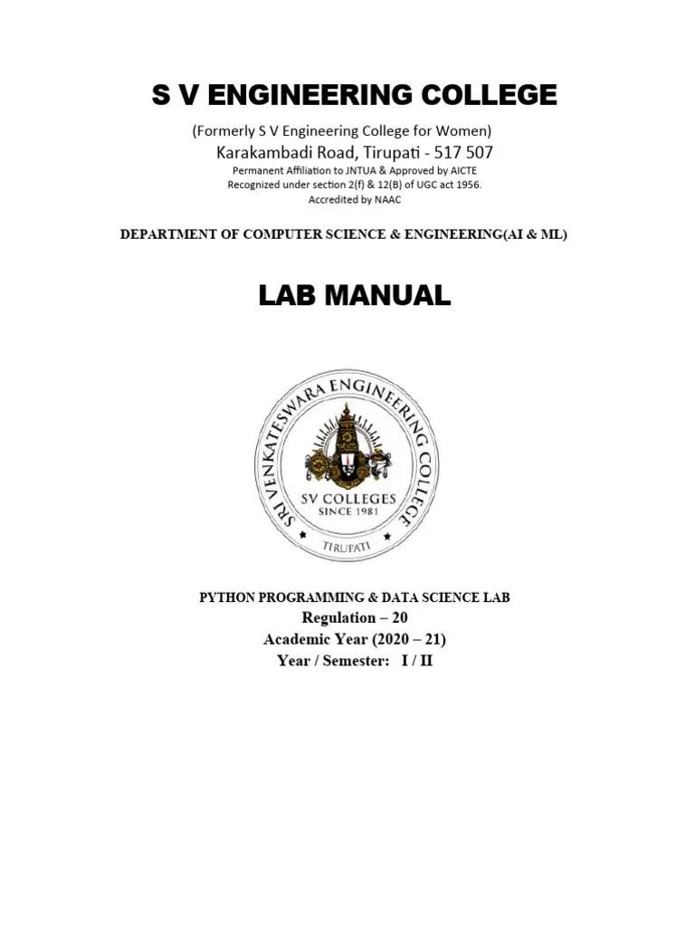 Python Programming & Data Science Lab Manual | PDF | Engineering ...