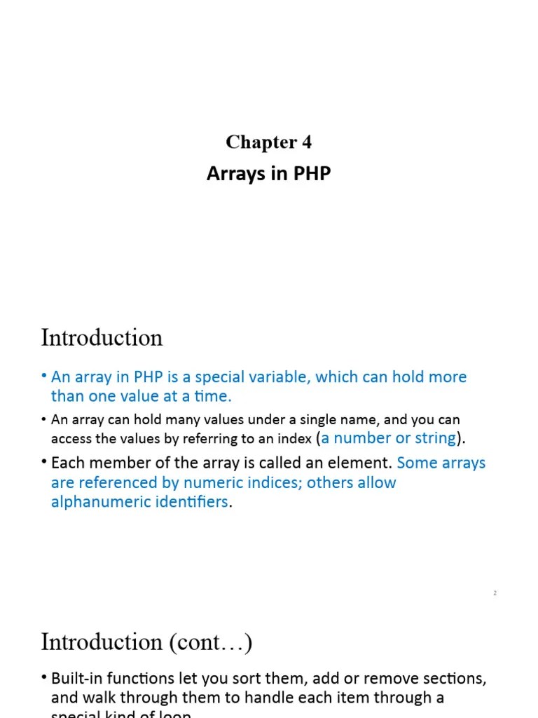 Chapter 4 Arrays In PHP | PDF | Php | Variable (Computer Science)