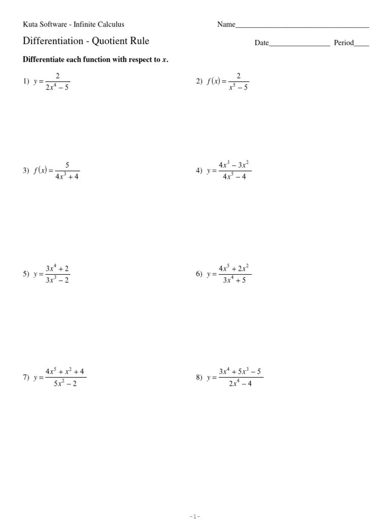 03 - Quotient Rule | PDF | Mathematical Relations | Rates