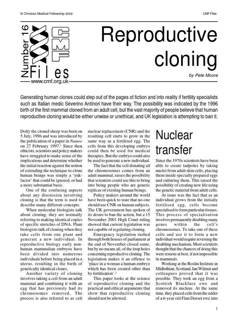 Reproductive Cloning The Human Journey | PDF | Cloning | Reproduction