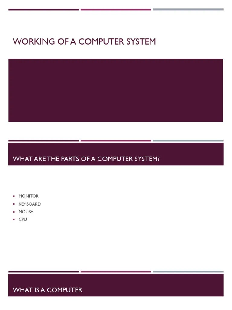Working Of A Computer System | PDF | Input/Output | Computer Monitor