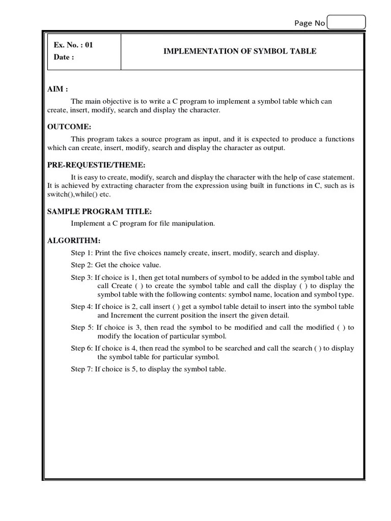 CS3501 Compiler Design Lab Manual | PDF | Computer Program | Programming