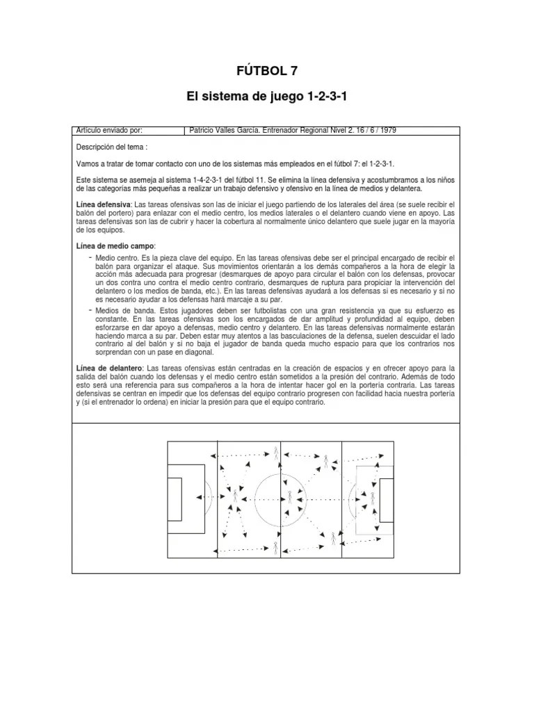 Fútbol 7. El Sistema De Juego 1-2-3-1 | PDF