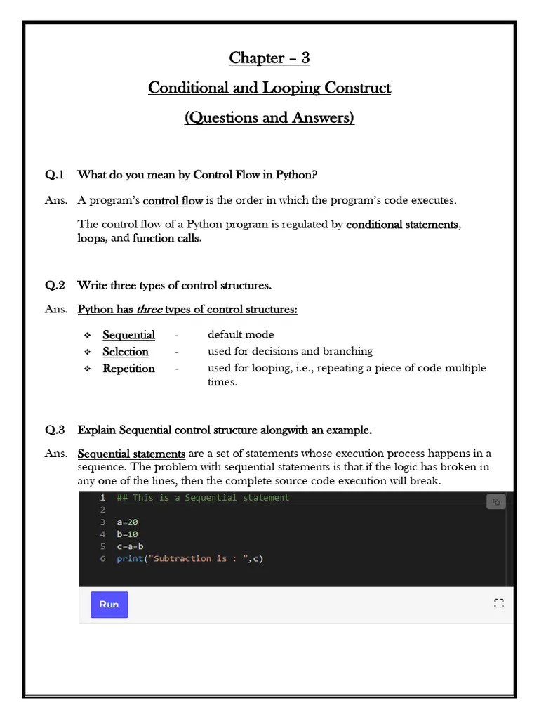 Python Ch-3 Questions Answers Full | PDF