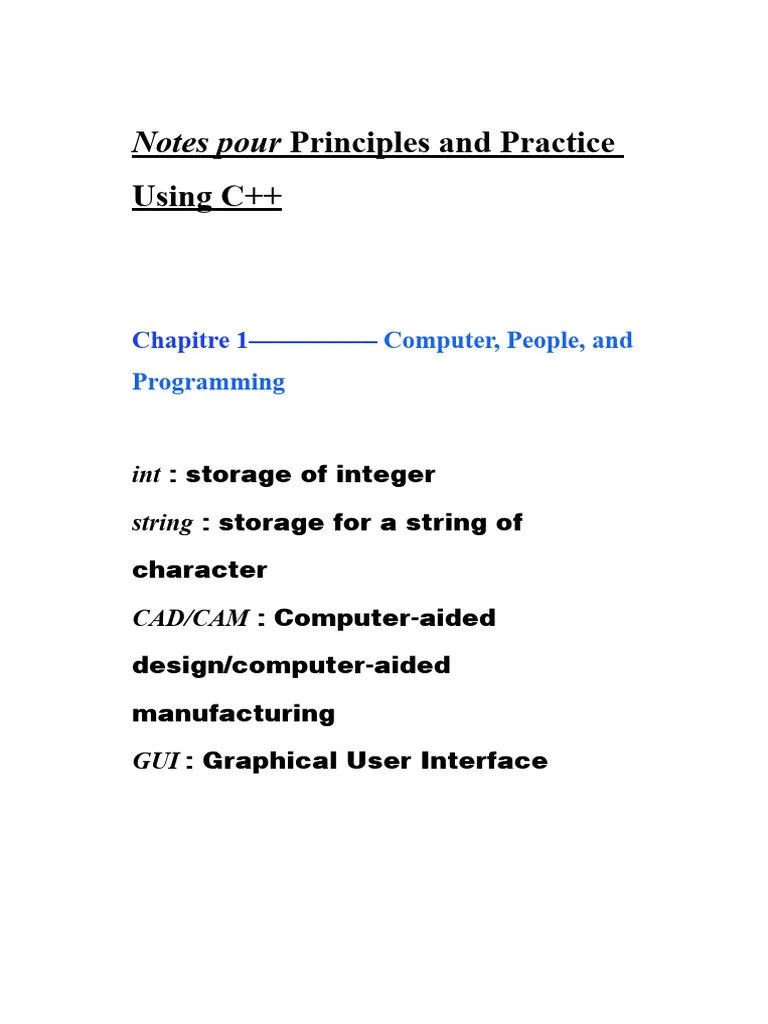 Notes Pour Principles And Practice: Using C++ | PDF | Pointer (Computer Programming) | Class ...