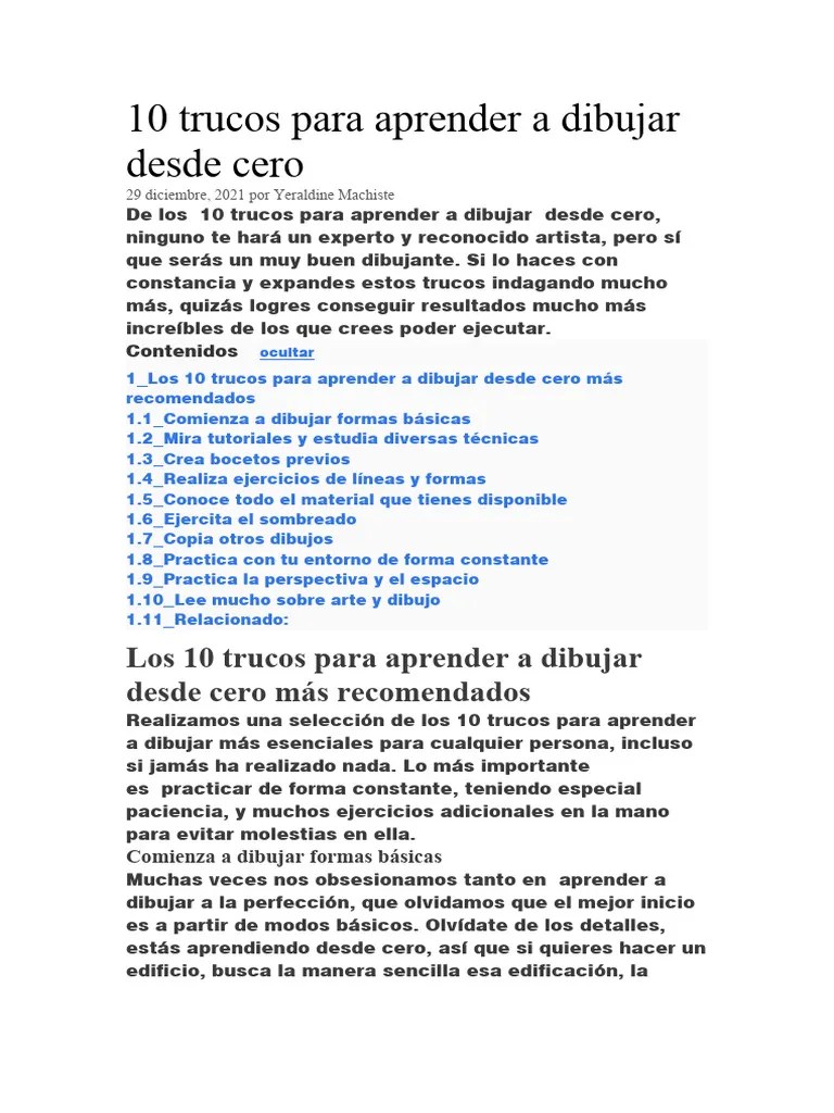 10 Trucos Para Aprender A Dibujar Desde Cero | PDF | Dibujo | Lápiz