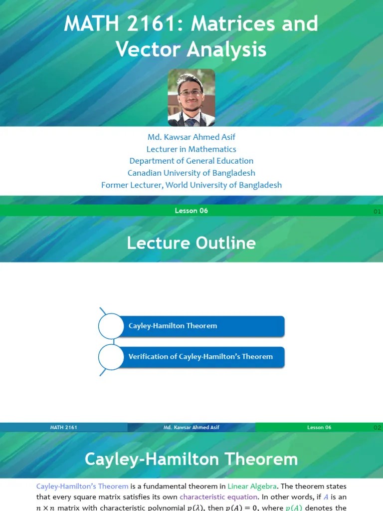 06 Matrices And Vector Analysis (Lesson 06) | PDF | Matrix (Mathematics ...