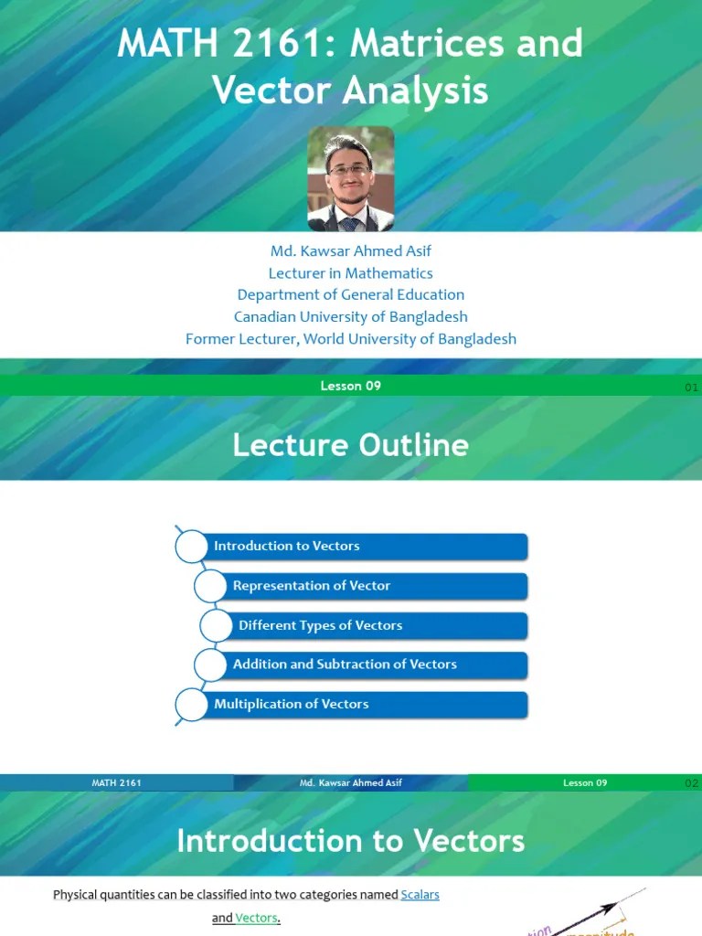 09 Matrices And Vector Analysis (Lesson 09) | PDF | Euclidean Vector ...