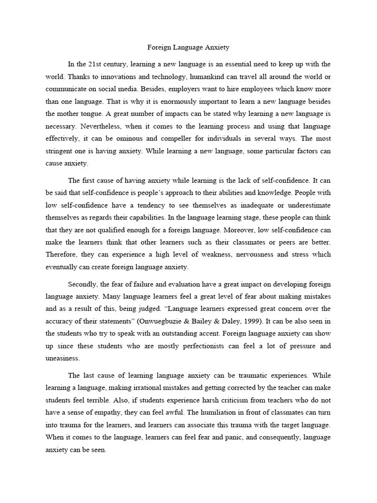 Foreign Language Anxiety 2 | PDF | Anxiety | Psychological Trauma