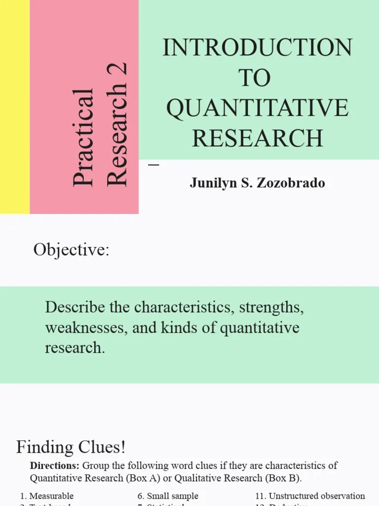 Lesson 1 Introduction To Quantitative Research | PDF | Statistics ...
