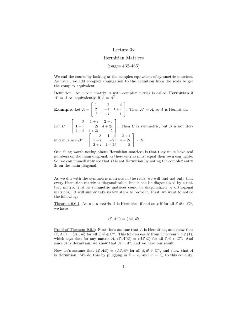 Lecture 3 X | PDF | Eigenvalues And Eigenvectors | Matrix (Mathematics)