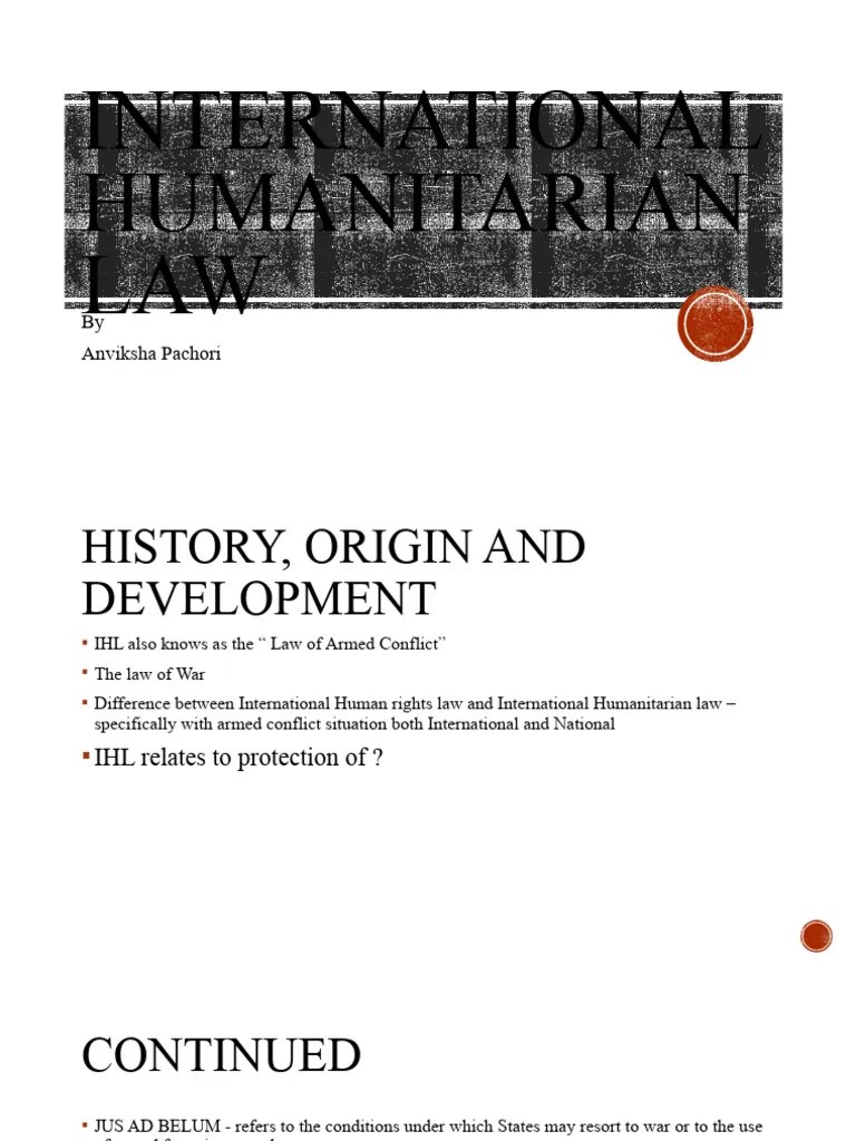 International Humanitarian Law Lecture 1 | PDF | International ...