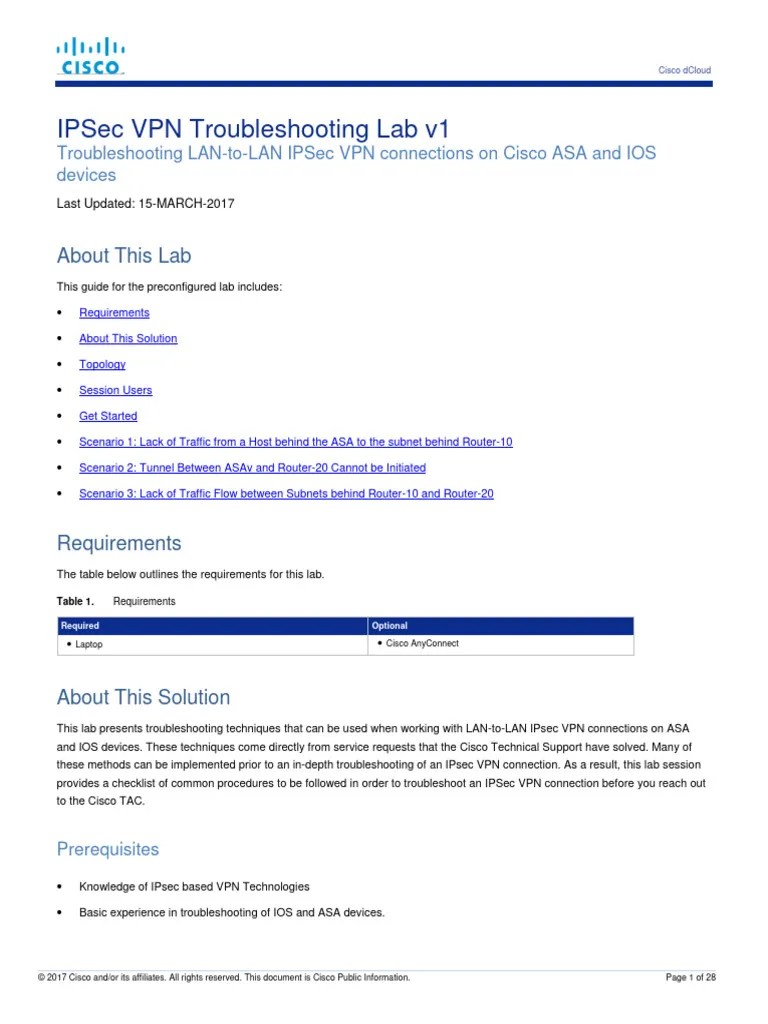 Ipsec VPN Troubleshooting Lab V1 | PDF
