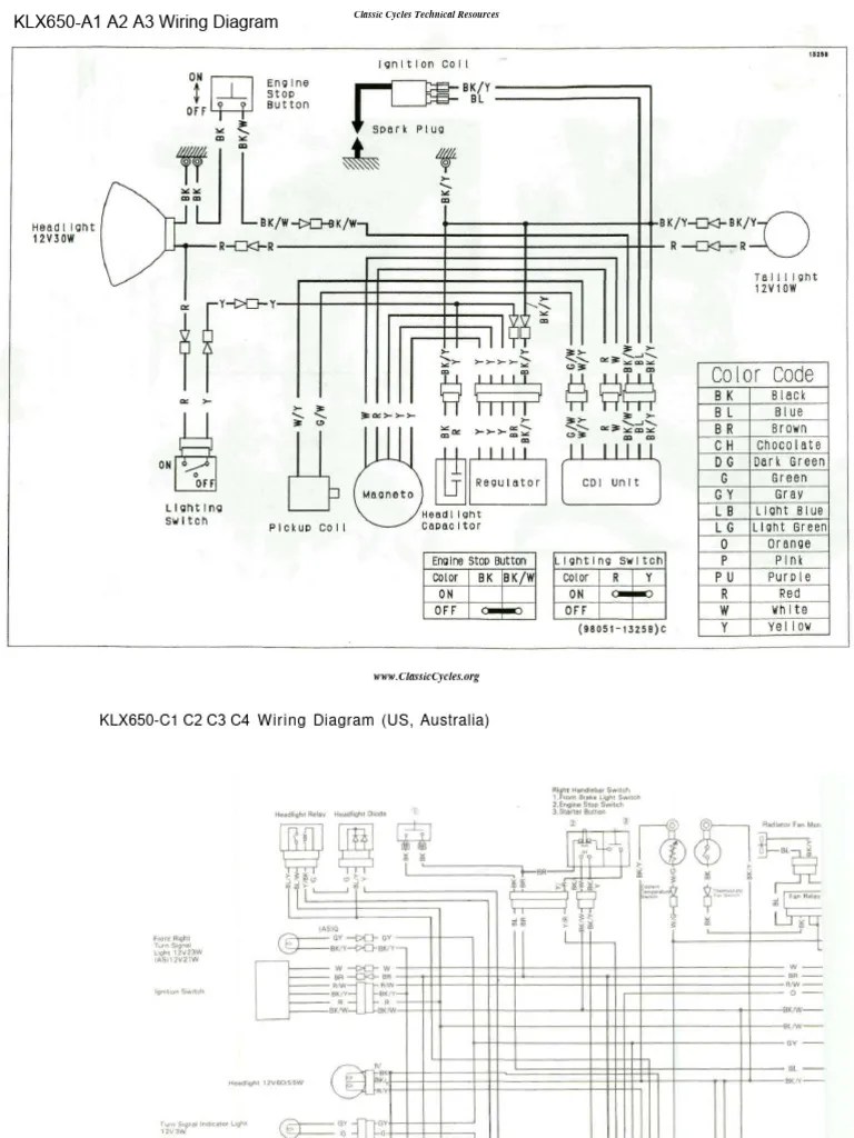 Kawasaki klx650 klx 650 electrical wiring harness diagram schematic