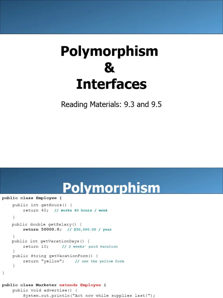 L12. Polymorphism, Interfaces, Abstract Classes | PDF | Class (Computer ...