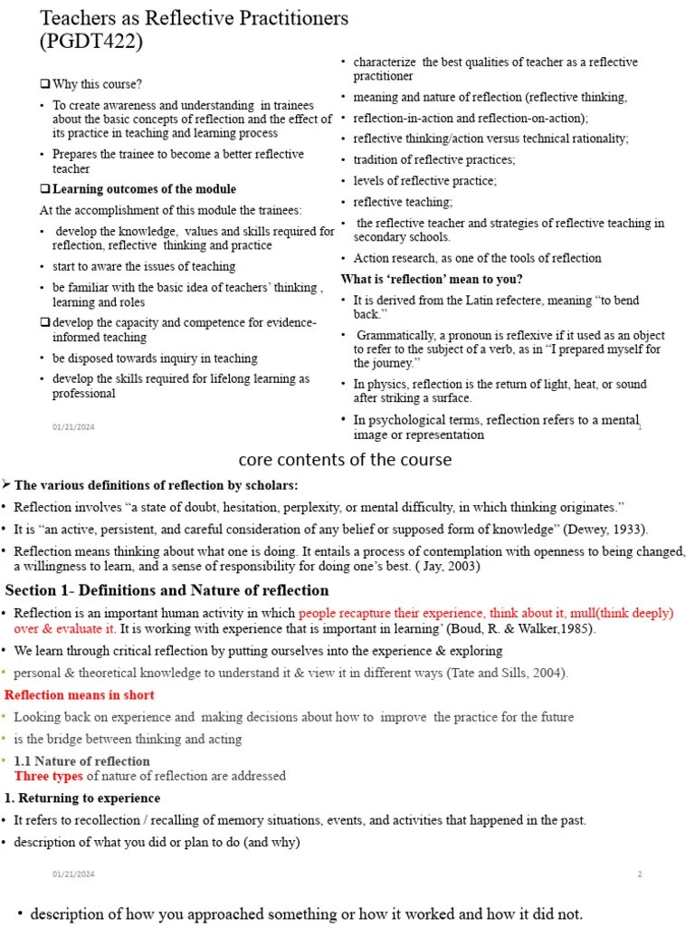 Teachers As Reflective Practitioners (Autosaved) | PDF | Reflective ...