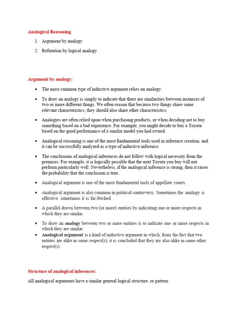 Analogical Reasoning - Logical Analogy | PDF | Argument | Inductive ...