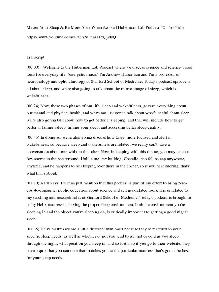 Master Your Sleep & Be More Alert When Awake Huberman Lab Podcast #2 ...