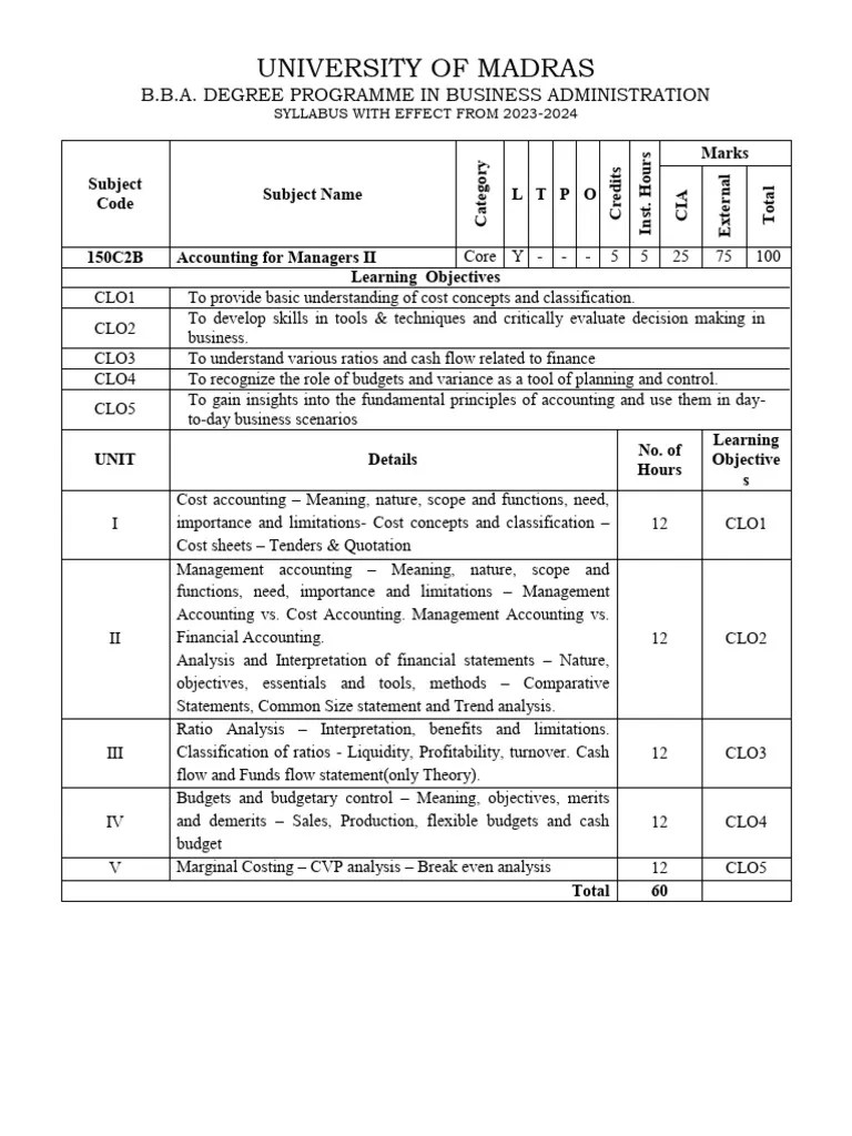 150C2B Madras University | PDF | Cost Accounting | Financial Accounting