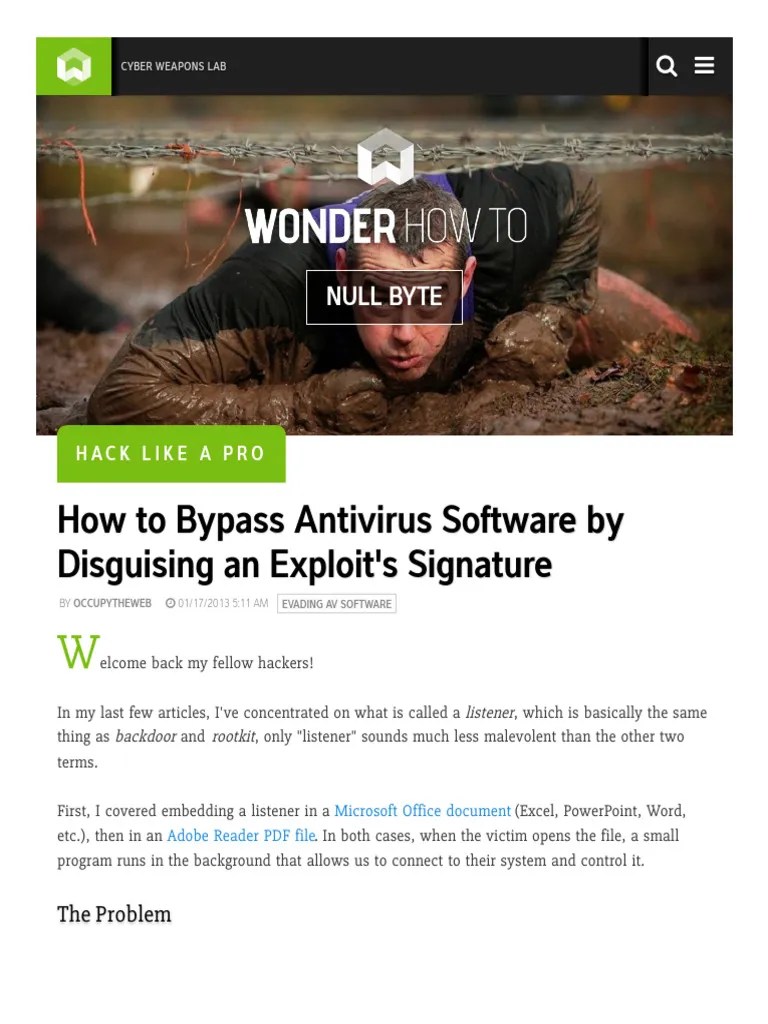 Hack Like A Pro - How To Bypass Antivirus Software By Disguising An ...