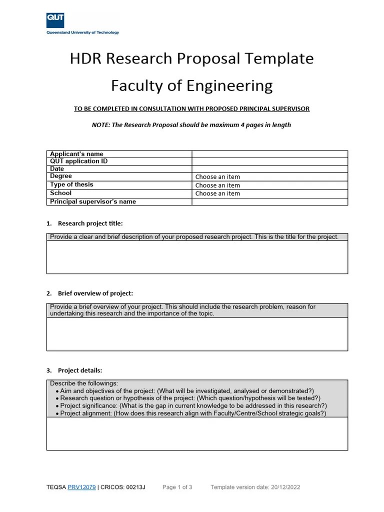 Engineering Research Proposal Template 2023 | PDF | Methodology | Science