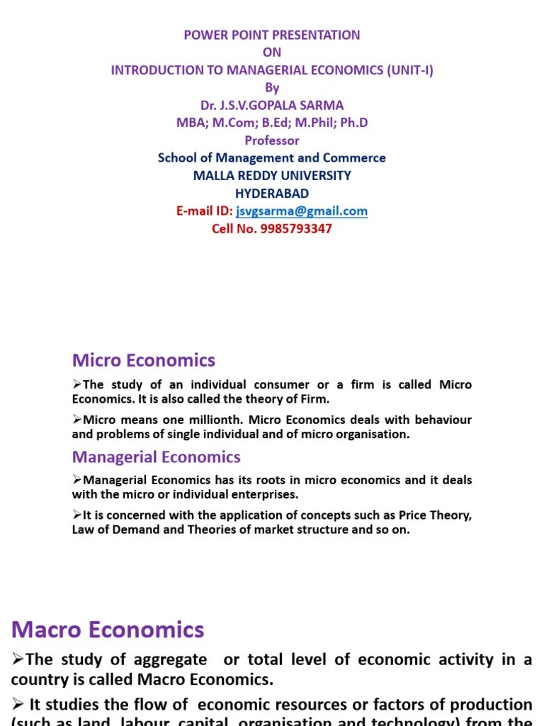 PPTs ON NATURE AND SCOPE OF MANAGERIAL ECONOMICS-UNIT-I | PDF ...