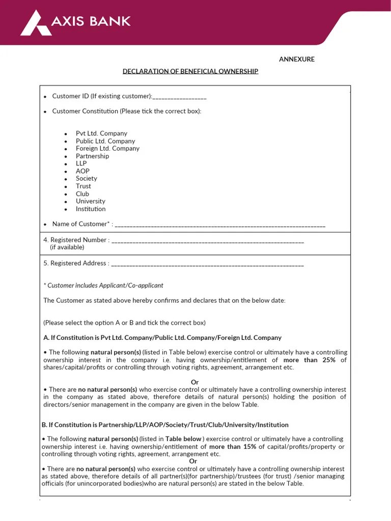 Beneficial Ownership Declaration | PDF | Ownership | Trust Law