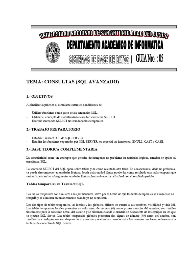 G - BD - 05 SQL Avanzado | PDF