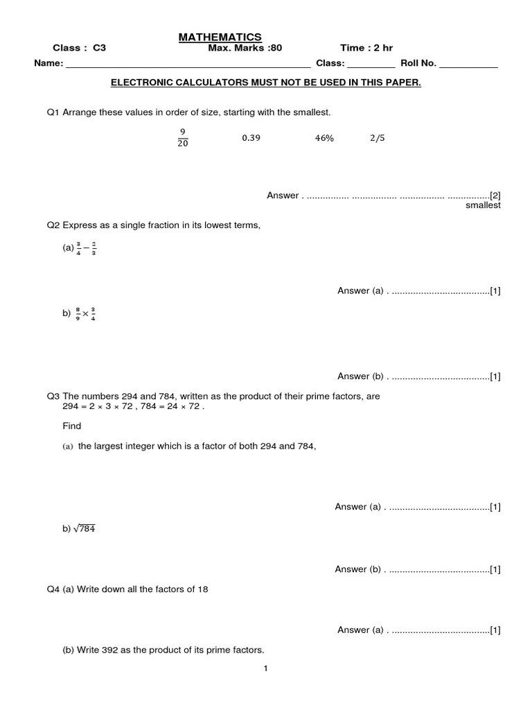 C3 Test 1 Maths | PDF | Sphere | Volume