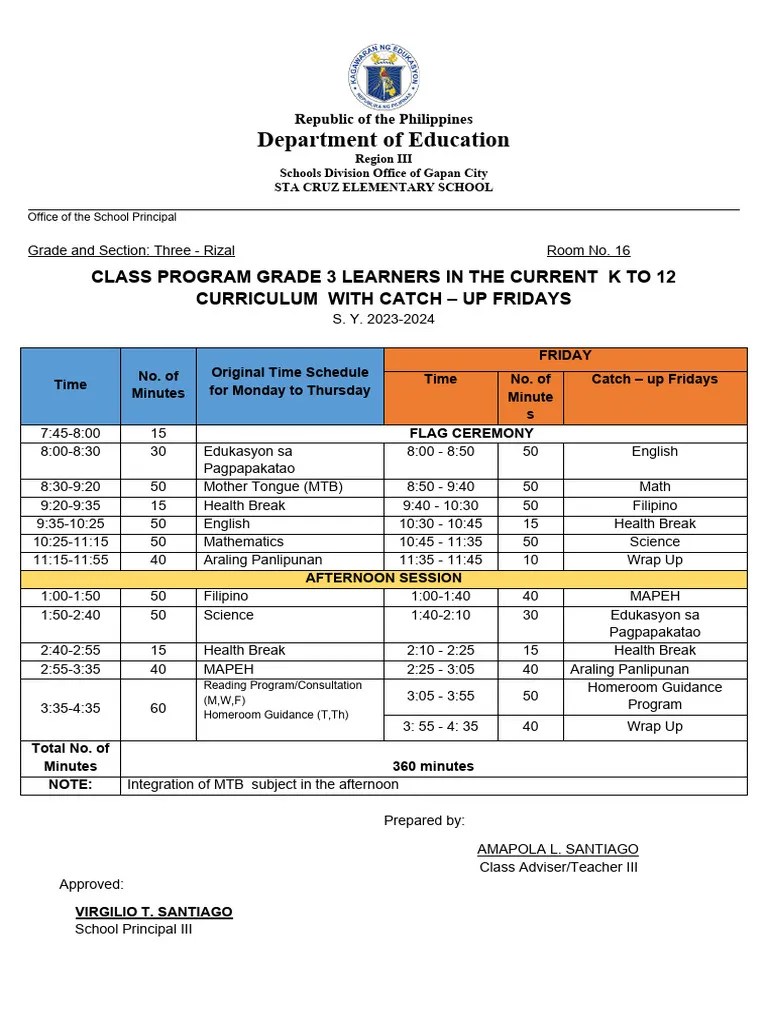 New Class Program Catch Up Fridays | PDF