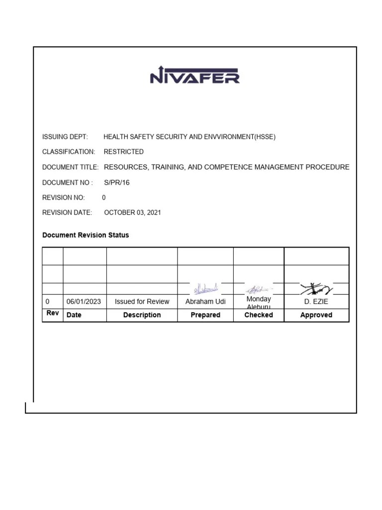 Resources, Training, And Competence Management Procedure | PDF | Competence (Human Resources ...