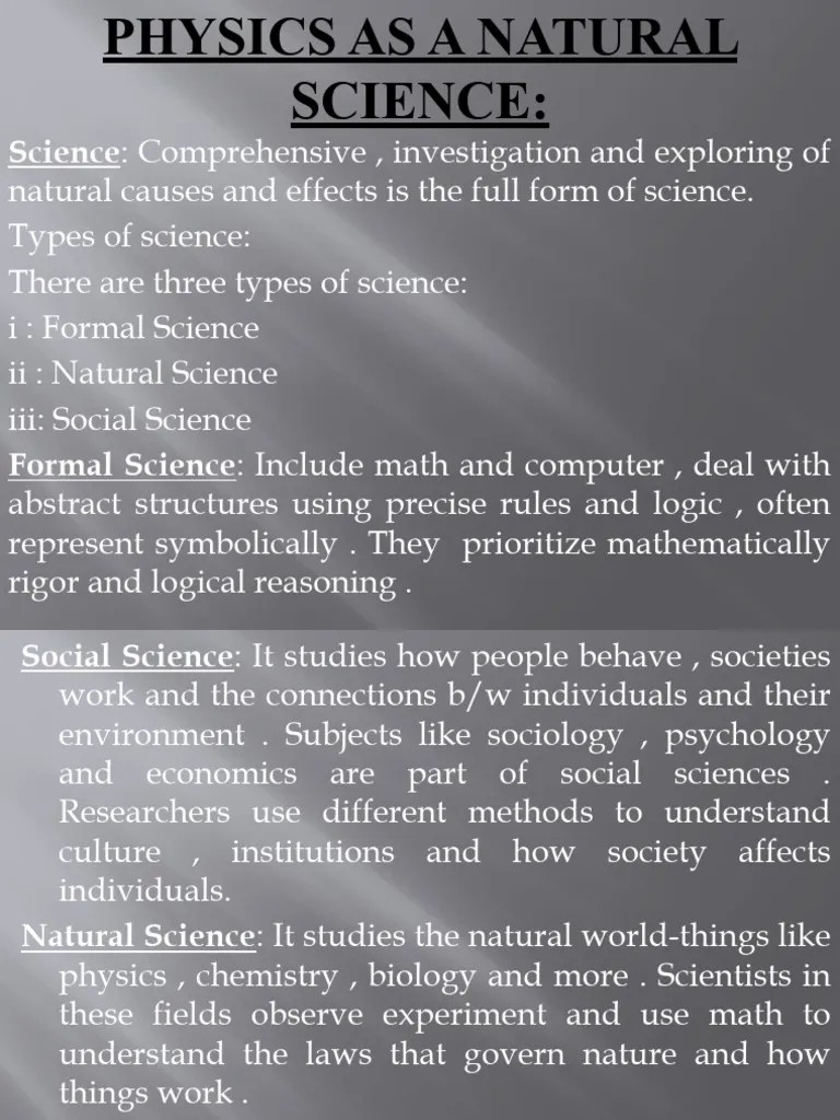 Physics As A Natural Science | PDF