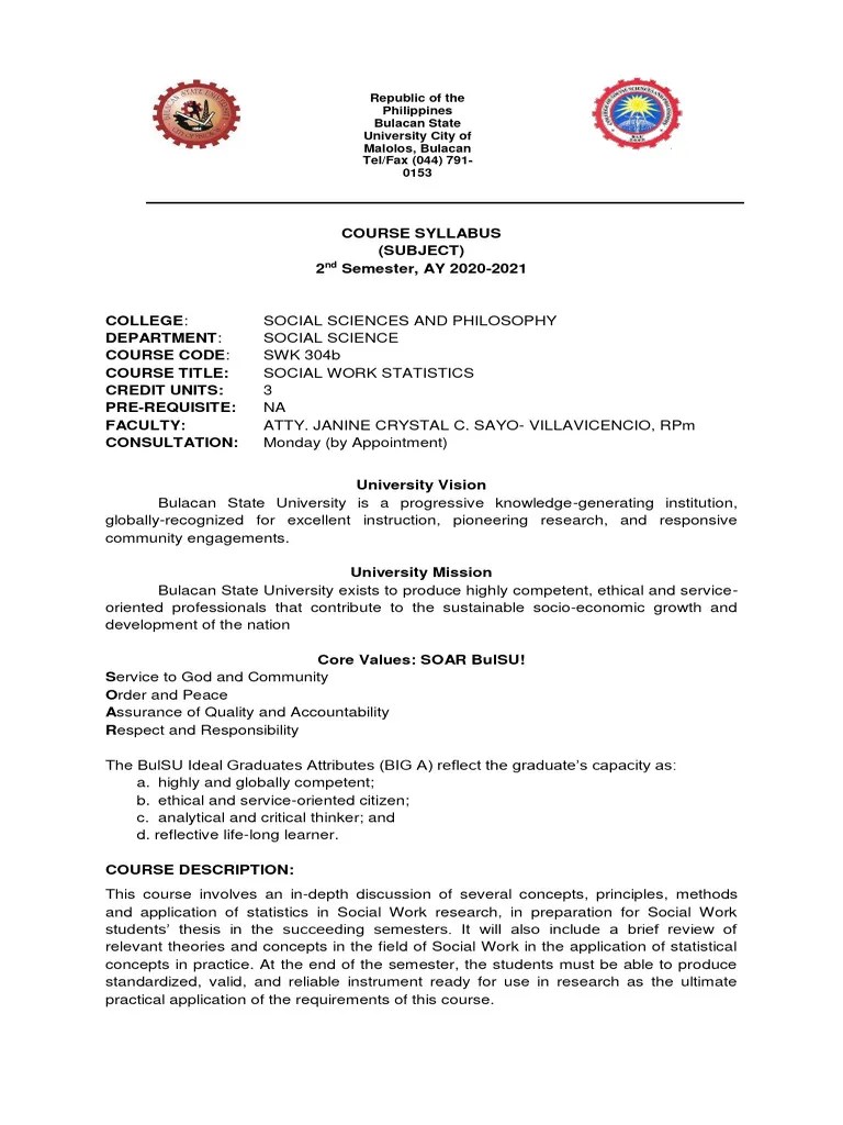 SW Stats Syllabus | PDF