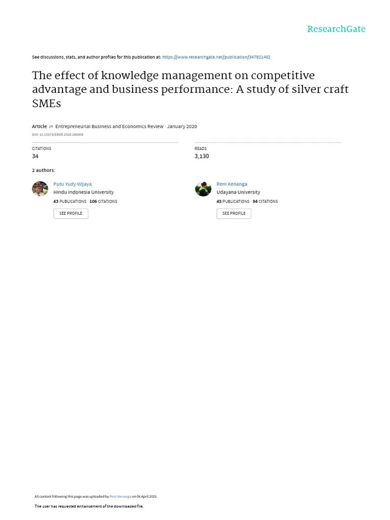 The Effect Of Knowledge Management On Competitive | PDF | Small And ...