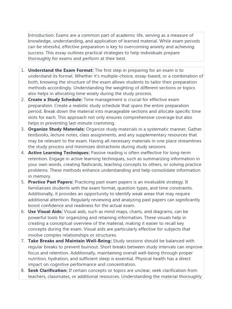 Strategies For Effective Exam Preparation | PDF | Learning | Information