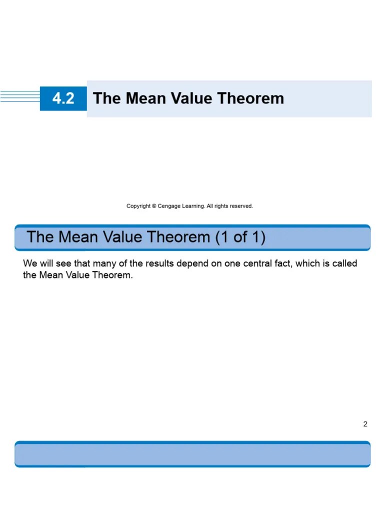Application Of Derivatives (Mean Value Theorem And Others) | PDF