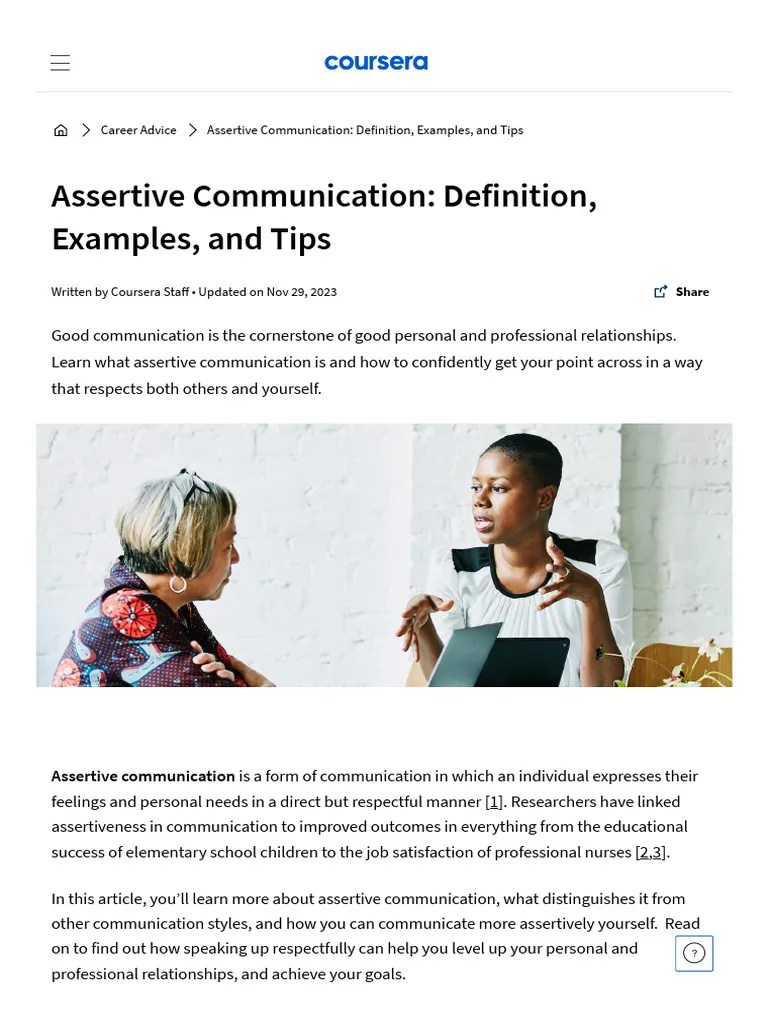 001 Assertive Communication - Definition, Examples, And Tips - Coursera ...