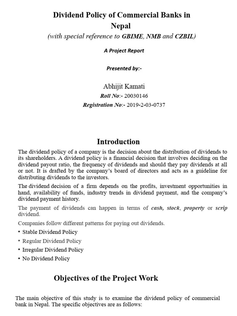 Dividend Of Policy | PDF | Dividend | Banks