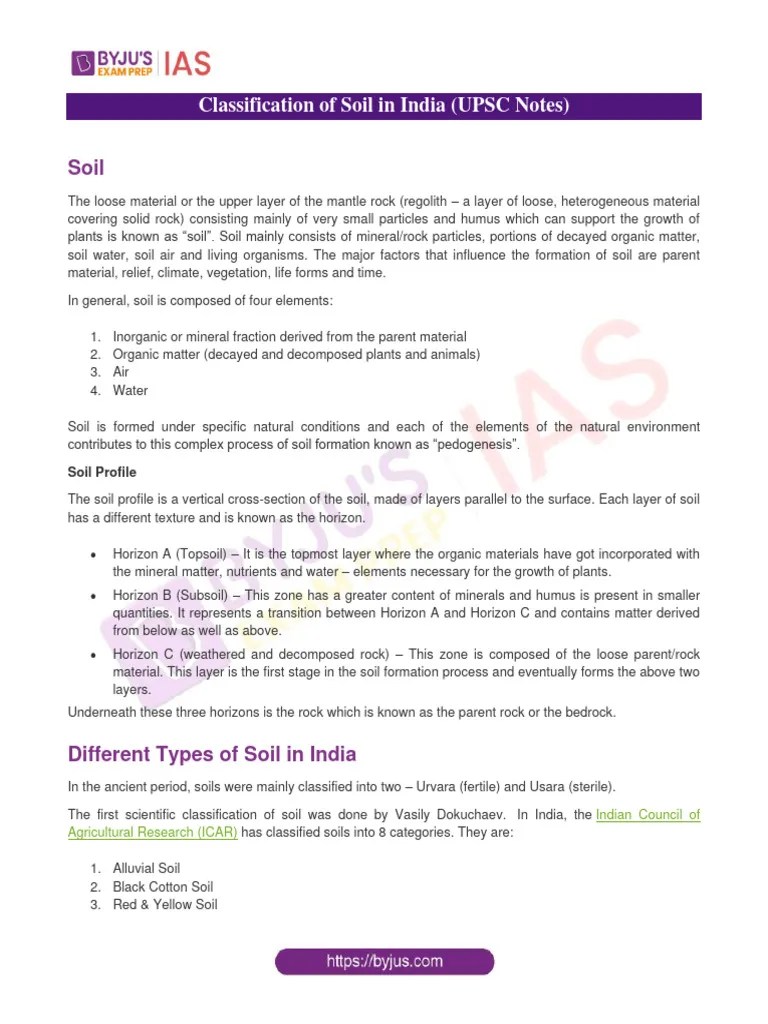 Classification Of Soil In India | PDF | Soil | Erosion