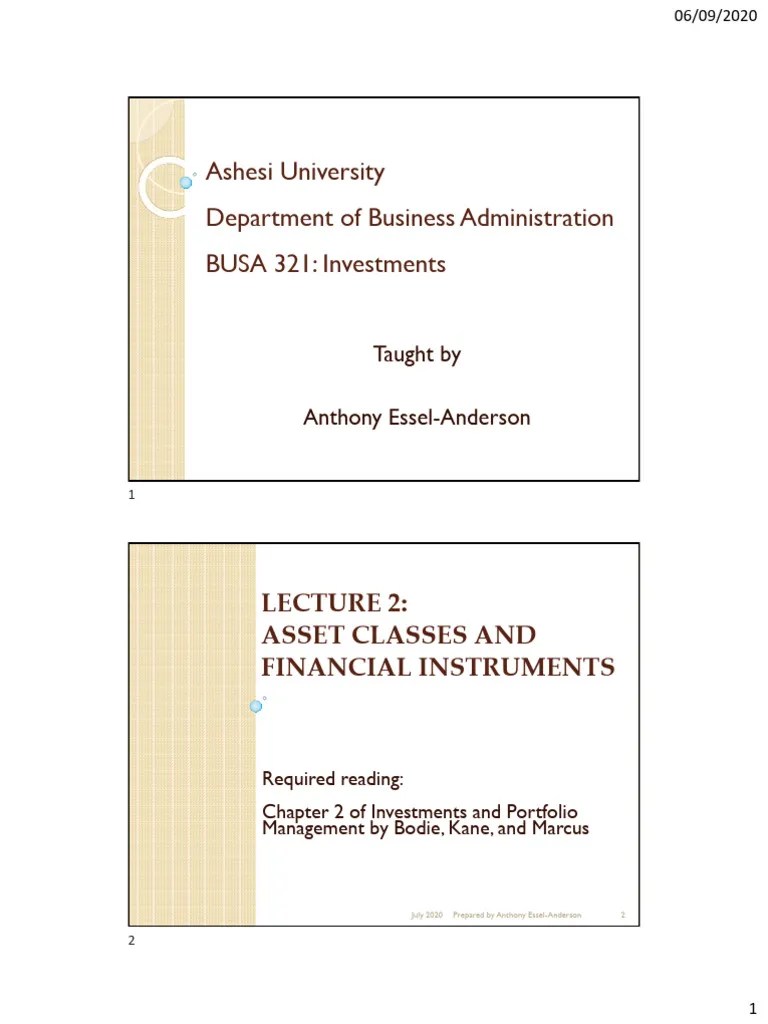 Lecture 2 - Asset Classes And Financial Instruments | PDF