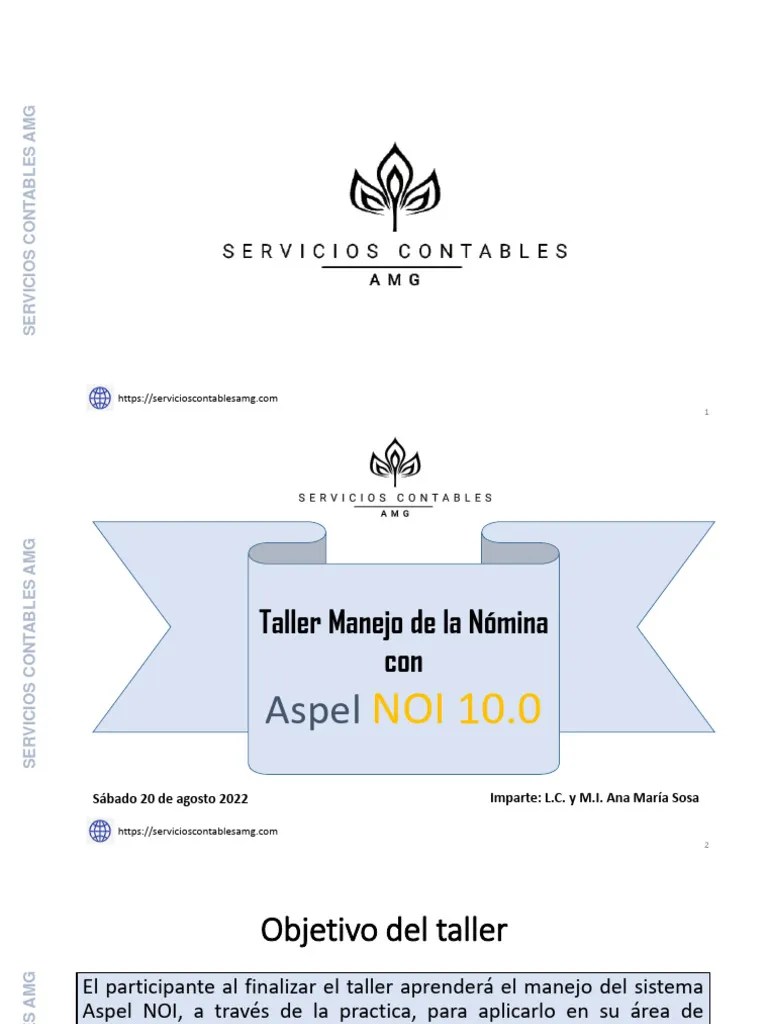 Taller Manejo De La Nómina Con Aspel Noi 10.0 | PDF | Salario ...