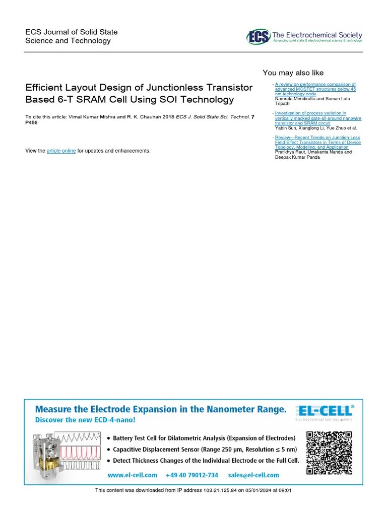 Efficient Layout Design Of Junctionless Transistor Based 6-T | PDF | Mosfet | Field Effect ...