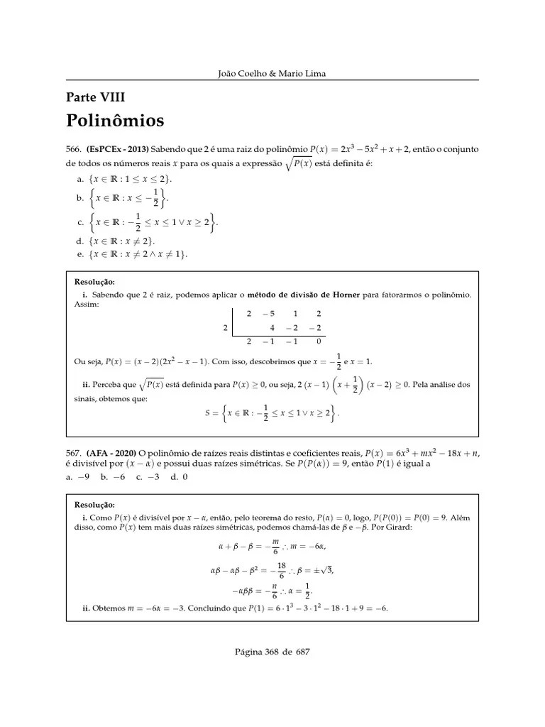 1001 - Polinomios | PDF | Álgebra Abstrata | Álgebra