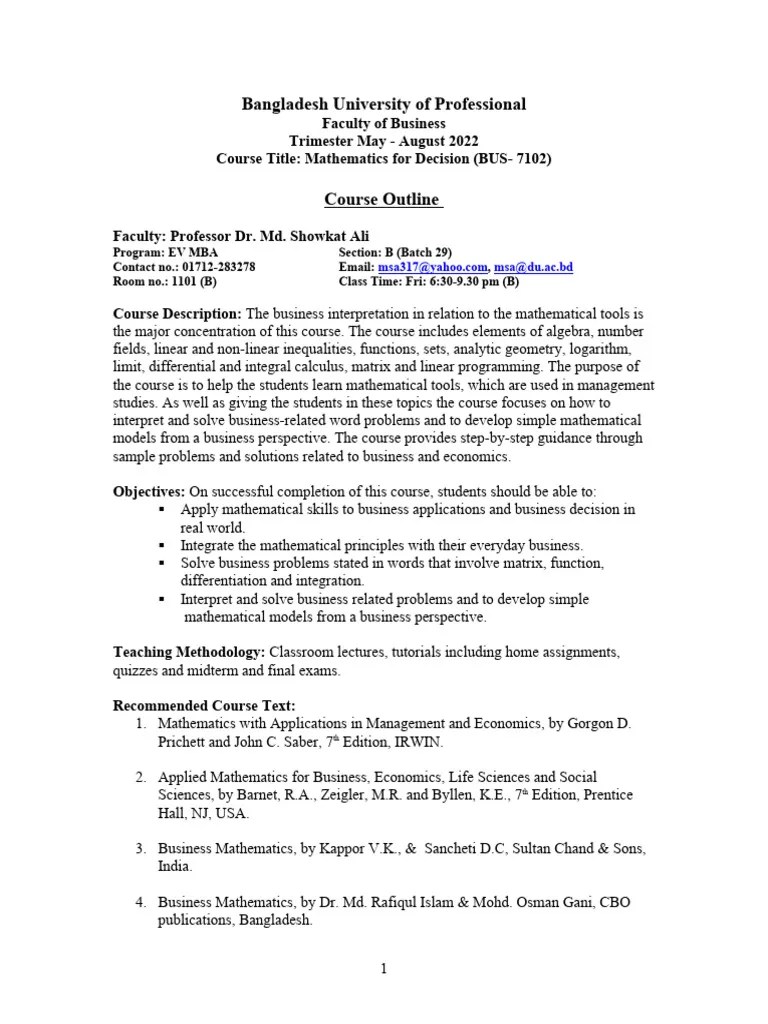 Day - 1 Course Outline | PDF | Matrix (Mathematics) | Logarithm