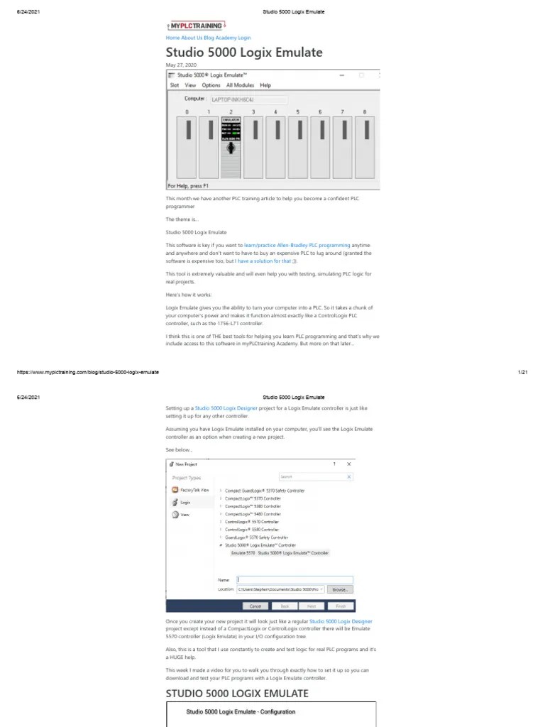 Studio 5000 Logix Emulate | PDF | Programmable Logic Controller | Emulator