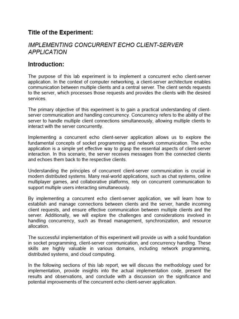 DS Experiment Client Server | PDF | Client–Server Model | Thread ...